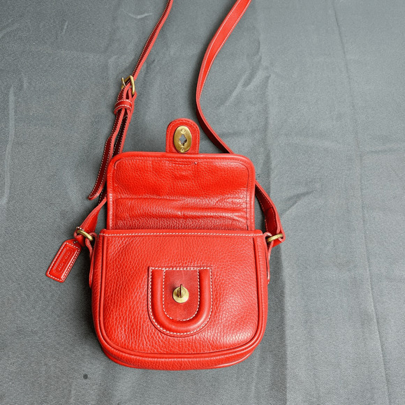 RARE Vintage Coach Sheridan Red Pebble Leather Durham Mini Bag 4211 - Picture 4 of 10
